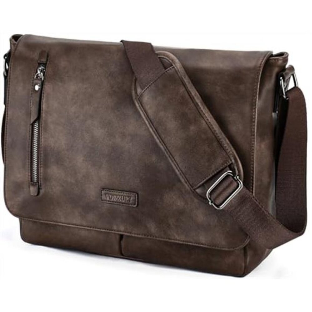 Messenger Bag for Men, 14 Inch Laptop for Women,Small Canvas Leather